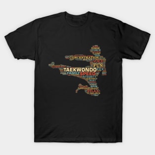 Taekwondo Tae Kwon Do Korean Martial Arts Word Cloud Art Kick T-Shirt